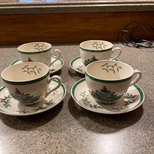 spode christmas tree 4 Coffee Cups And Saucers